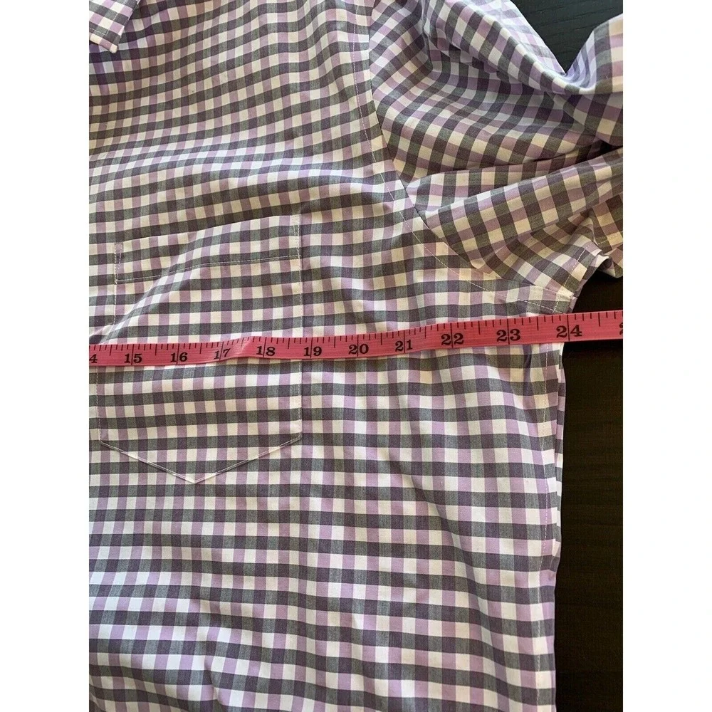Banana Republic Shirt Mens Large Purple White Checks Preppy Easter Office Casual